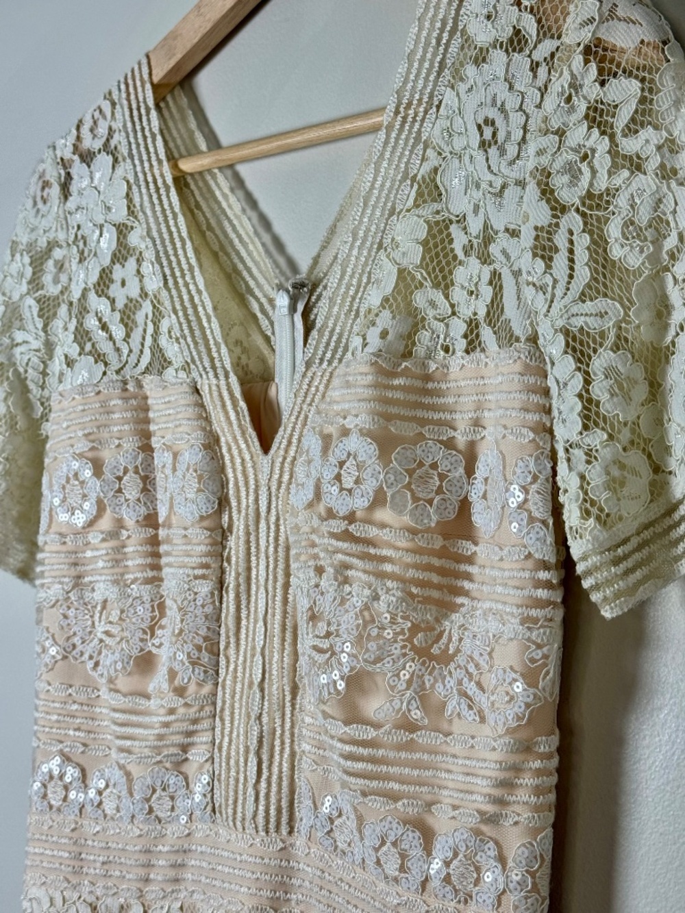 Tadashi Shoji Corin Lace Midi Dress Ivory Petal AVT17166M Sz 2 - Picture 4 of 11